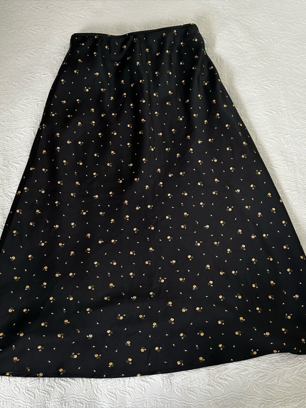 Navy A-Line Skirt with Floral Print